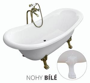 Besco Volně stojící vana ze sanitárního kompozitu Amelia 190x77 bez přepadu Typ a barva výpustě: bez odpadového sifonu, Barva podpěrných nožek: Bílá