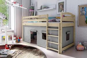 Dětská zvýšená postel Atos, Borovice přírodní, 90x200 cm