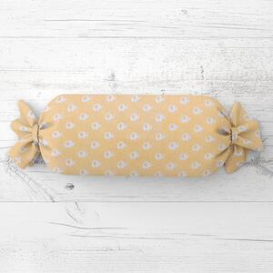 Biante Dětský polštář válec bonbon Sandra SA-305 Sloníci a puntíky na žlutém 15x40 cm