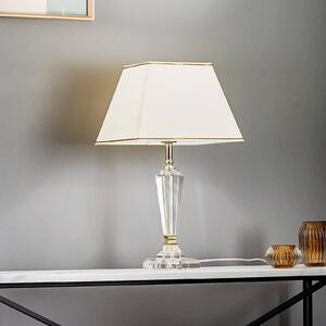 ORION Stolní lampa Veronique, štíhlá noha, krémová/zlatá, Krémová / jantar, Obývací pokoj / jídelna, Křišťál