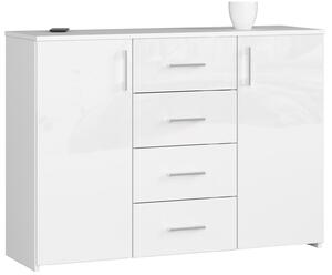 Komoda Kiran (lesk bílý). Akce -10%