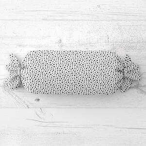 Biante Polštář válec bonbon Sandra SA-310 Černé hvězdičky na bílém 15x60 cm