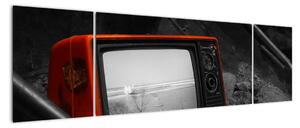 Obraz červené televize (170x50cm)