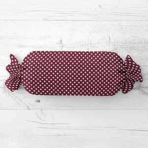 Biante Polštář válec bonbon Sandra SA-339 Bílé puntíky na tmavě červeném 15x80 cm