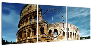 Obraz - Koloseum v Římě, Itálie (s hodinami) (90x30 cm)