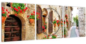 Obraz - Malebná Italská ulička (s hodinami) (90x30 cm)