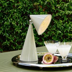 Tom Dixon LED stolní lampa Pose na baterie, světle šedá, výška 25 cm, stmívatelný, Hliník / šedá / zinek, Obývací pokoj / jídelna, Plast, Design