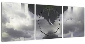 Obraz - Hory na Islandu, geometrická koláž (s hodinami) (90x30 cm)
