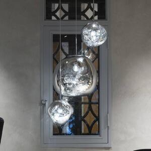 Tom Dixon LED závěsné světlo Melt Mini, Ø 28 cm, chromová barva, stmívatelný, Chrom / stříbro, Obývací pokoj / jídelna, Plast, Design