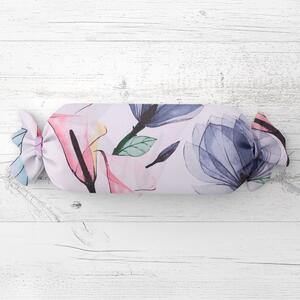 Biante Polštář válec bonbon Sandra SA-333 Velké květy magnolie a kaly 15x40 cm