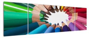 Obraz - kruh z barevných pastelek (170x50cm)