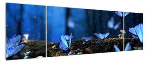 Obraz - modří motýli (170x50cm)