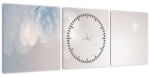 Obraz - Zasněžené květy (s hodinami) (90x30 cm)