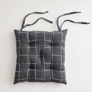 Sada 2 kostkovaných podsedáků na židli antracitová