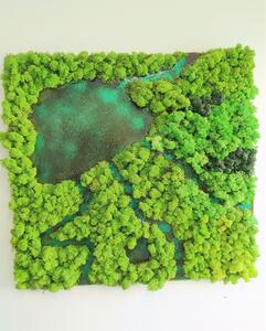 Mechový obraz s epoxidem ''krajinka'' 85cm x 85cm