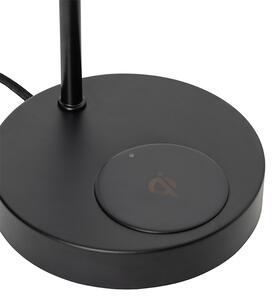 Moderní černá stolní lampa s bezdrátovým nabíjením - Facil