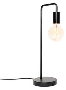 Moderní černá stolní lampa s usb - Facil