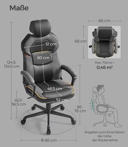 SONGMICS Herní židle nastavitelná, ergonomická, opěrka hlavy, černá, šedá