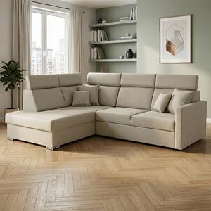 Sedací souprava SLIM XL | 180x238 cm | levá | rozkládací + úložný prostor | letto 11 šedobéžová EASY CLEAN