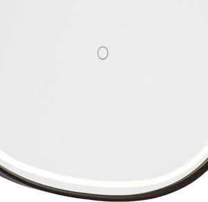 Koupelnové zrcadlo černé vč. LED s dotykovým stmívačem ovál - Miral