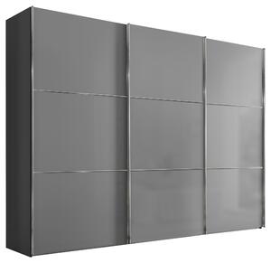 SKŘÍŇ S POSOUVACÍMI DVEŘMI, světle šedá, tmavě šedá, 249/222/68 cm Moderano - Šatní skříně