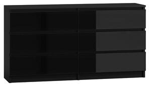 Velká KOMODA M6 140cm černá lesklá