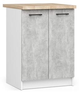 Kuchyňská skříňka OLIVIA – 60 cm | Bílá / Beton / Dub Sonoma