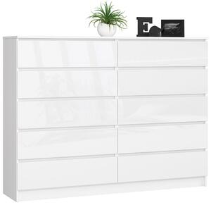 Ak furniture Komoda Rollo K 160 cm bílá lesklá