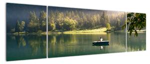 Obraz loďky na jezeře (170x50cm)