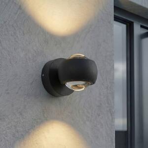 Lindby Venkovní LED nástěnný reflektor Focra, černý, 2 žárovky, IP54, Černá, kov