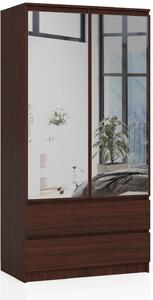 Šatní skříň Safwan II (wenge) (se zrcadlem). Akce -12%