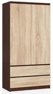 Šatní skříň Safwan (wenge + dub sonoma). Akce -10%