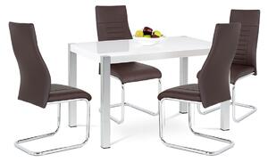 Jídelní stůl 120x75 cm, MDF deska, bílý vysoký lesk, chromované nohy AT-2066 WT