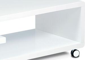 Konferenční stolek v bílém vysokém lesku na kolečkách, 115x60cm AHG-618 WT
