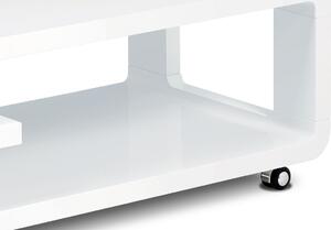 Konferenční stolek v bílém vysokém lesku na kolečkách AHG-616 WT