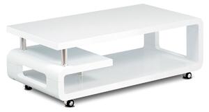 Konferenční stolek v bílém vysokém lesku na kolečkách AHG-616 WT