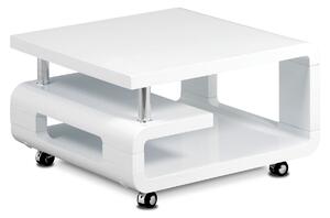 Konferenční stolek v bílém vysokém lesku na kolečkách ve vel. 70x70cm AHG-617 WT