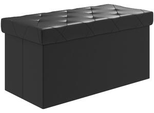 HOMCOM Skládací úložná lavice 84L, čalouněný otomanský stůl s PU koženým potahem, 76x38x38cm, Černá | Aosom