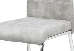 Autronic jídelní židle, látka stříbrná COWBOY / chrom, HC-486 SIL3