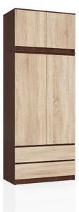 Šatní skříň Sagan (wenge + dub sonoma). Akce -17%