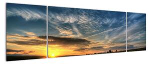 Západ slunce na poli - moderní obraz (170x50cm)