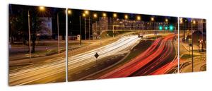 Noční čtyřproudová silnice, obraz (170x50cm)