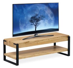 TV stolek 120x44x40 cm, MDF dekor divoký dub tloušťka 100 mm, nohy kov černý mat