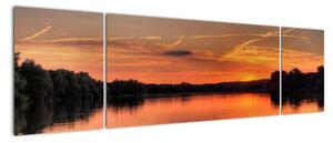 Západ slunce na jezeře, obraz (170x50cm)