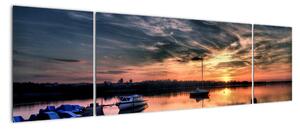 Západ slunce v přístavu - obraz na stěnu (170x50cm)