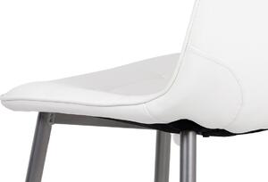 Jídelní židle, bílá ekokůže, kov antracit