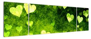 Zelená srdíčka - obraz do bytu (170x50cm)