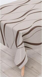 Ubrus PVC 151A, návin 20 m x 140 cm, vlnovky hnědé na béžovém podkladu, IMPOL TRADE
