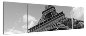 Černobílý obraz Eiffelovy věže (170x50cm)