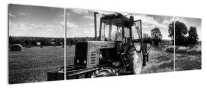 Černobílý obraz traktoru (170x50cm)